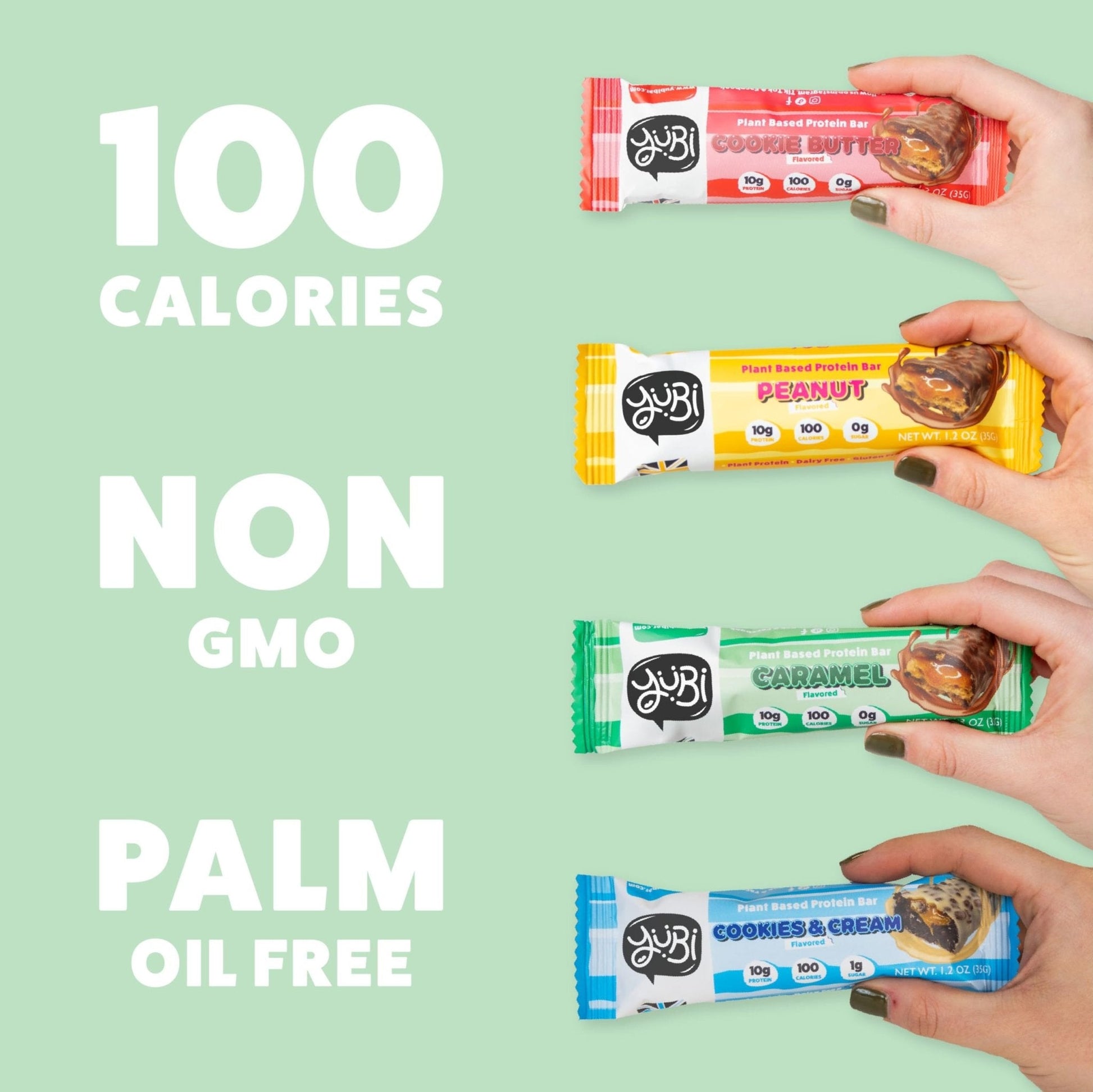 YuBi Bars - Protein Bars - 12 Bar Variety Pack - 100 Calories, 10g of Protein, Low Sugar, Low Carb, Palm Oil Free/Non-GMO, Gluten Free, Dairy Free, Healthy Snack, Non-GMO - 14.8oz (12 Pack, Variety Box) - Maple Wellness Supplements