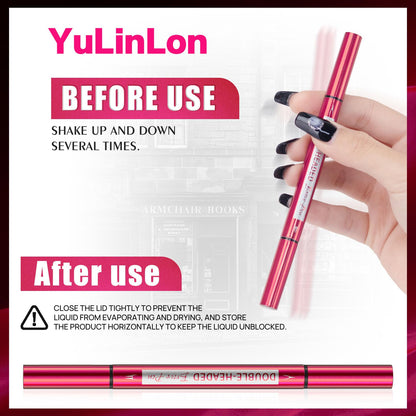 YuLinLon Double-Headed Brow Pen, Ultra-Precise Hair-Like Strokes, Long-Lasting Waterproof Makeup, Available in 5 Natural Shades (3Dark Brown) - Maple Wellness Supplements