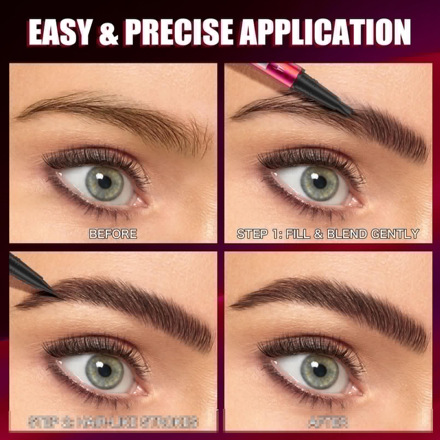 YuLinLon Double-Headed Brow Pen, Ultra-Precise Hair-Like Strokes, Long-Lasting Waterproof Makeup, Available in 5 Natural Shades (3Dark Brown) - Maple Wellness Supplements