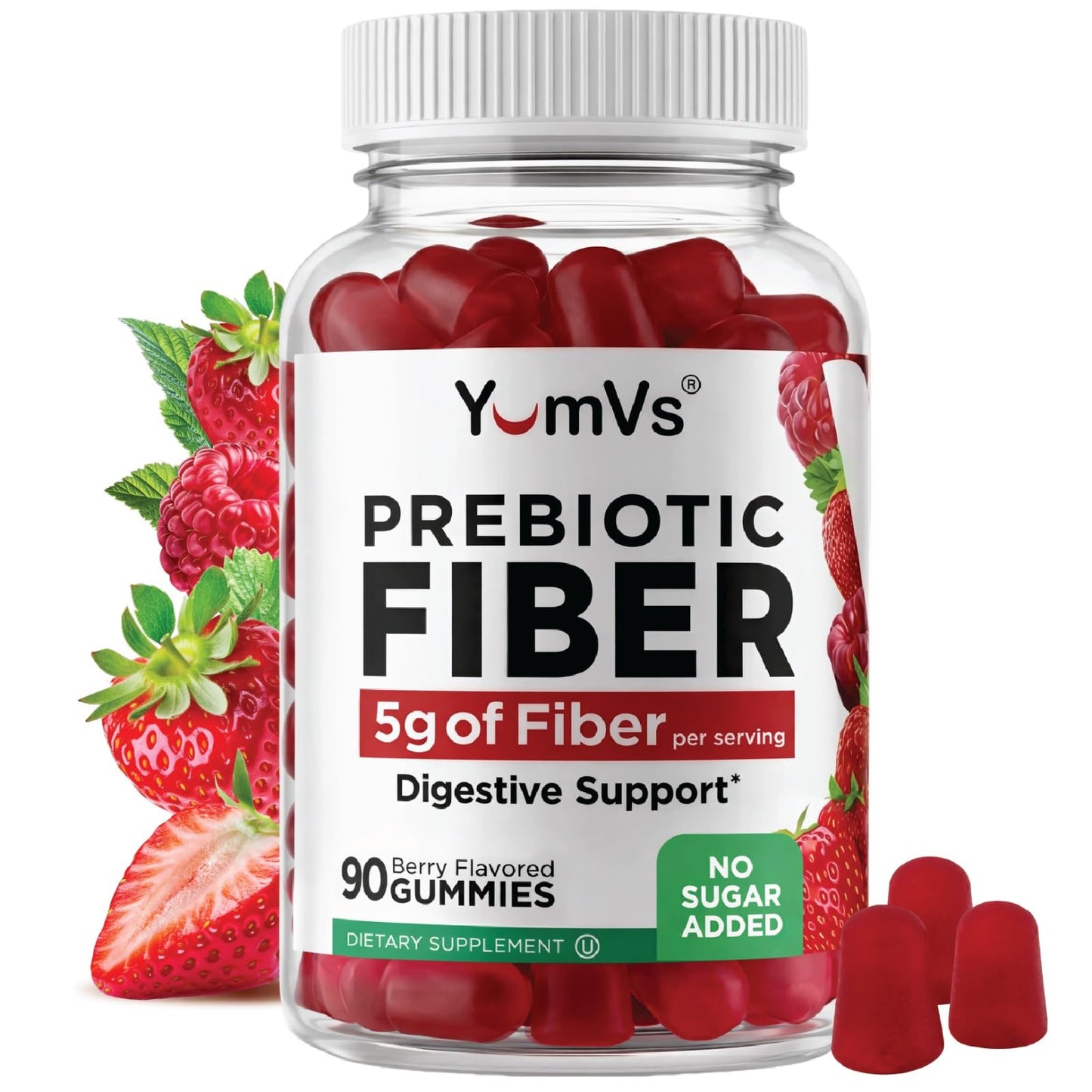 YUM-V'S - Prebiotic Fiber Gummies for Adults & Kids - 5g Digestive Aid Gummy Fiber Supplement - Keto Friendly Prebiotic Daily Fiber - Maple Wellness Supplements