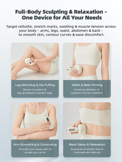 Yuonry Lymphatic Drainage Massager & Anti Cellulite Massage Tool, Helps Reduce Stretch Marks & Cellulite, for Legs, Arms & Belly, Body Sculpting Machine with Microcurrent, Light, Heat & Vibration - Maple Wellness Supplements