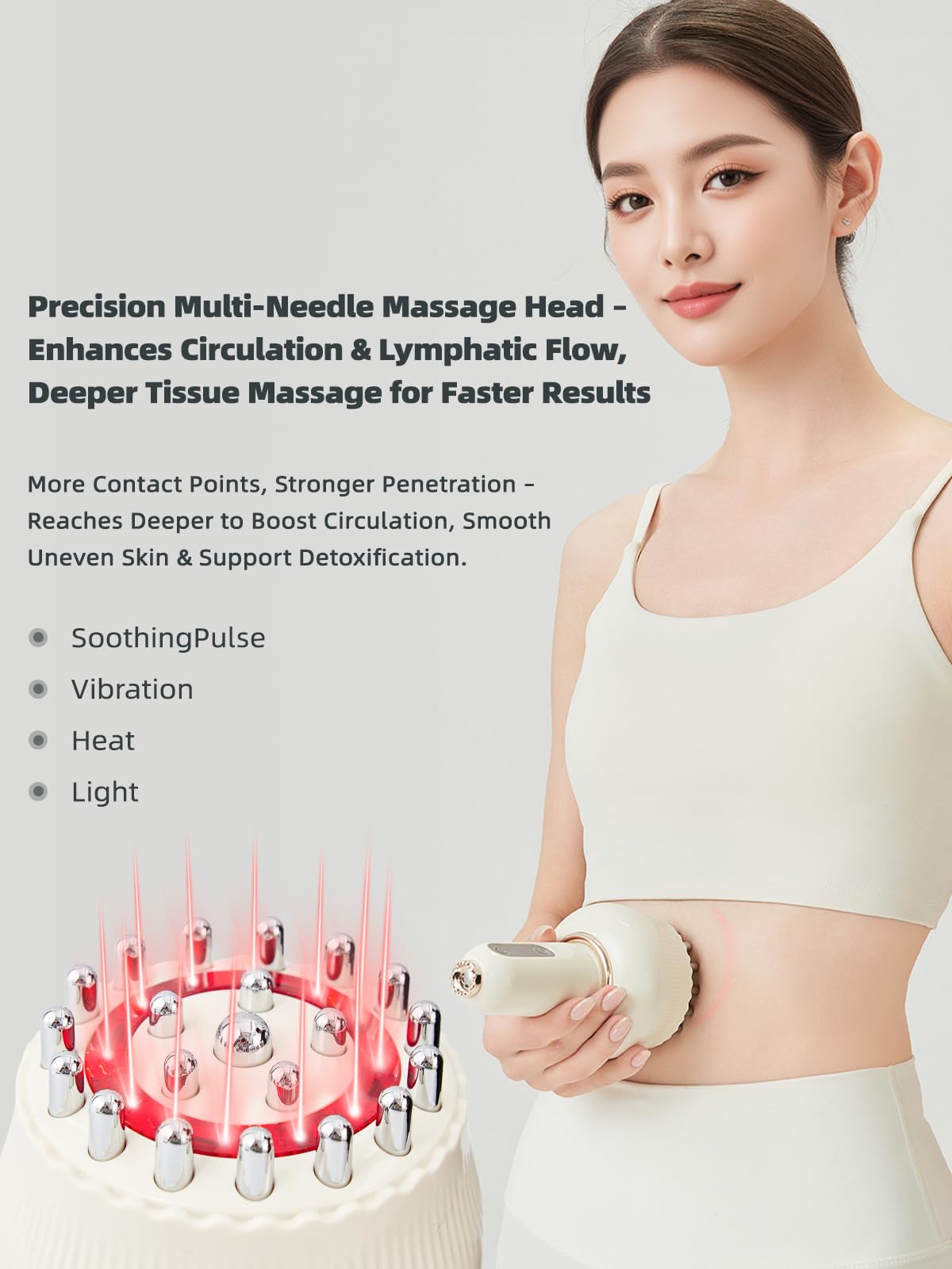Yuonry Lymphatic Drainage Massager & Anti Cellulite Massage Tool, Helps Reduce Stretch Marks & Cellulite, for Legs, Arms & Belly, Body Sculpting Machine with Microcurrent, Light, Heat & Vibration - Maple Wellness Supplements