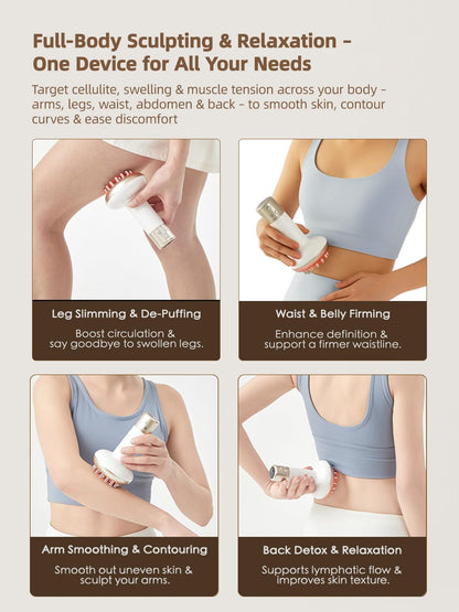 Yuonry Lymphatic Drainage Massager & Anti Cellulite Massage Tool, Reduce Stretch Marks & Cellulite, for Legs, Arms & Belly, Body Sculpting Machine with Microcurrent, Light, Heat & Vibration,White - Maple Wellness Supplements