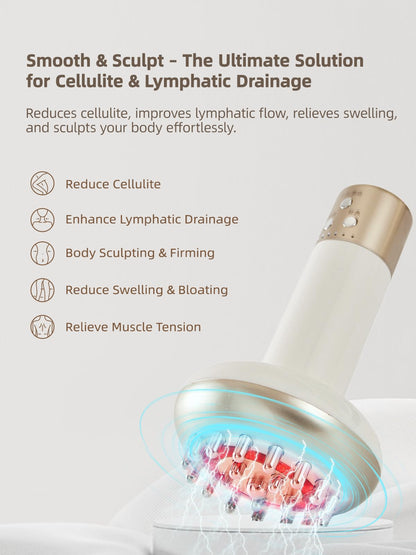Yuonry Lymphatic Drainage Massager & Anti Cellulite Massage Tool, Reduce Stretch Marks & Cellulite, for Legs, Arms & Belly, Body Sculpting Machine with Microcurrent, Light, Heat & Vibration,White - Maple Wellness Supplements