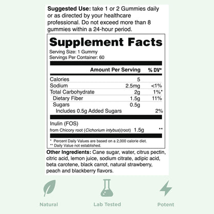 Yuve Prebiotic Fiber Gummies - Delicious - 3g Soluble Fiber Supplement - Supports Digestive Health & Regularity - Vegan & Gluten-Free Fiber Gummies for Adults & Kids - Maple Wellness Supplements