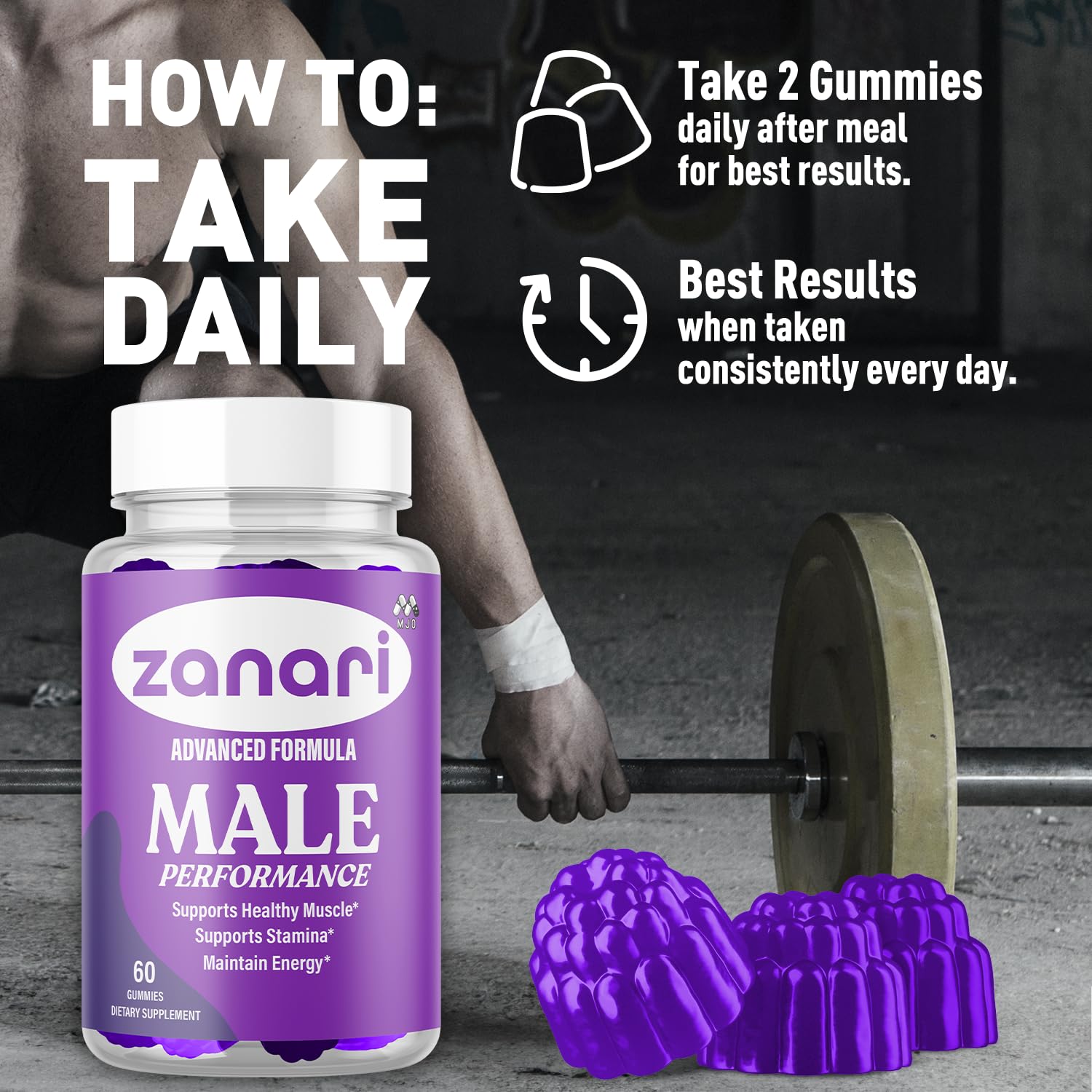 Zanari Gummies, Official Zanari Gummys for Men with All Natural Ingredients, Advanced Formula for Optimal Health & Total Wellness Support with Maximum Strength Active Lifestyle Vitamins (60 Gummies) - Maple Wellness Supplements