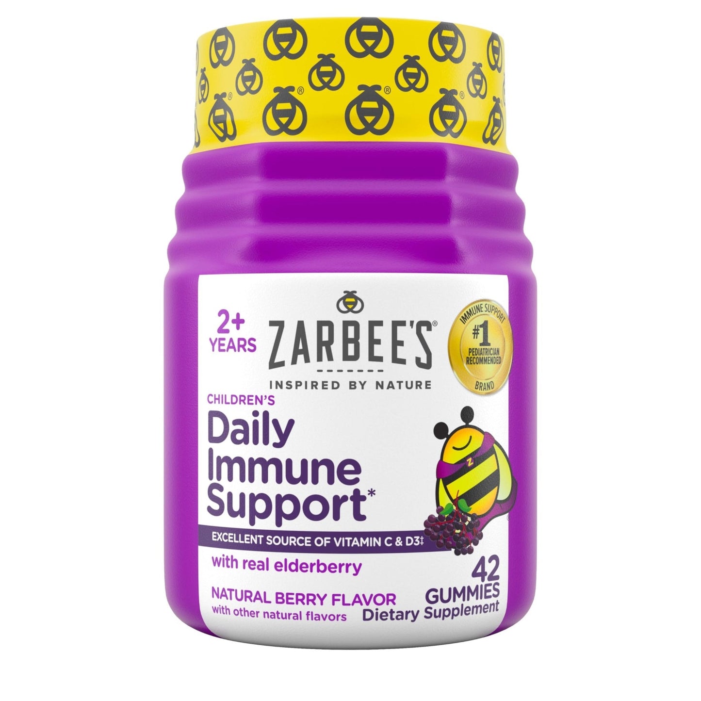 Zarbee’s Kids Elderberry Immune Support Supplement Gummies, Vitamins A C D3 E & Zinc, Elderberry Extract, Gluten & Gelatin Free - Maple Wellness Supplements
