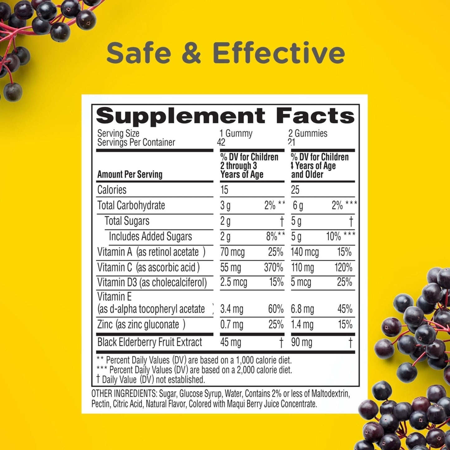 Zarbee’s Kids Elderberry Immune Support Supplement Gummies, Vitamins A C D3 E & Zinc, Elderberry Extract, Gluten & Gelatin Free - Maple Wellness Supplements