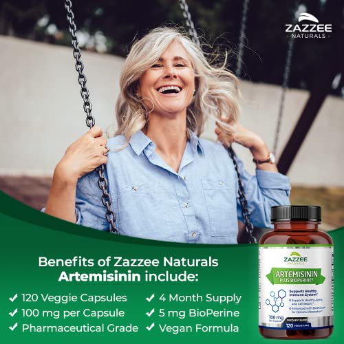 Zazzee High Absorption Artemisinin, 100 mg per Capsule, 120 Vegan Capsules, with 5 mg - Maple Wellness Supplements