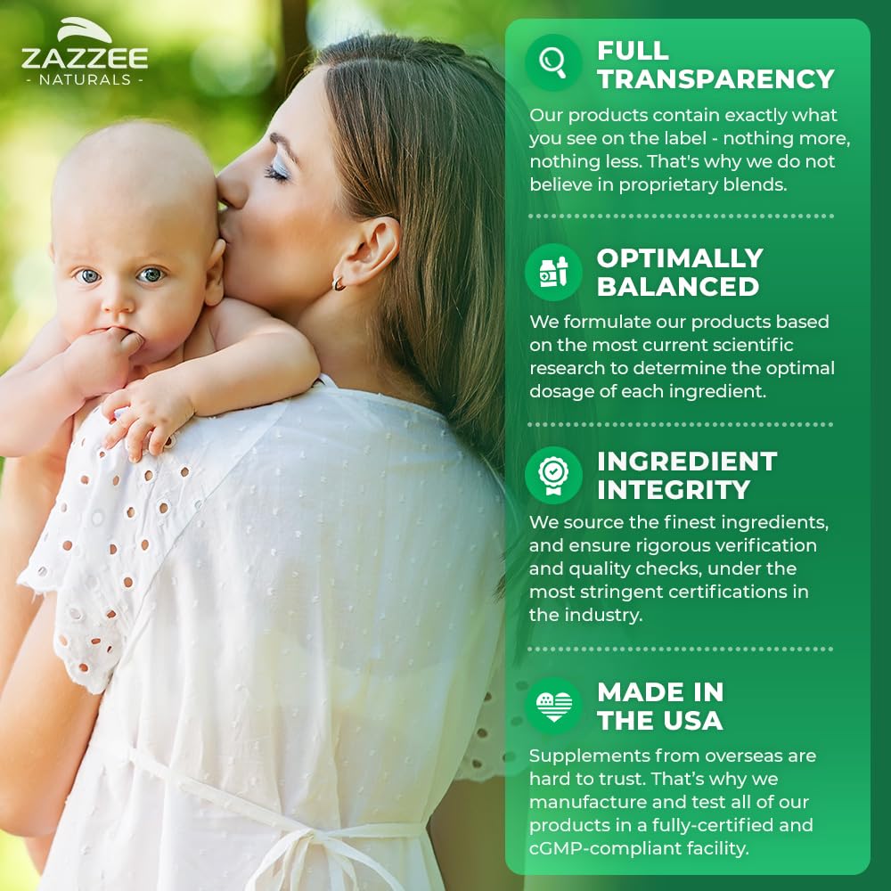 Zazzee Myo-Inositol Capsules, 2000 mg per Serving, 120 Vegan Capsules, Ideal Dosage for 40:1 Ratio, Certified Kosher, Hormone Balance & Healthy Ovarian - Maple Wellness Supplements