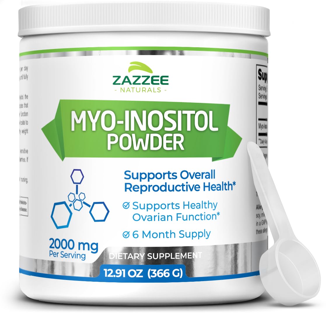 Zazzee Myo-Inositol Powder, 6 Month Supply, 183 Servings, 2000 mg per Serving - Maple Wellness Supplements