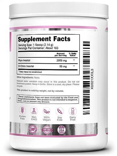 Zazzee PREGNOSITOL Powder, 183 Servings, 6 Month Supply, Premium Myo-Inositol - Maple Wellness Supplements