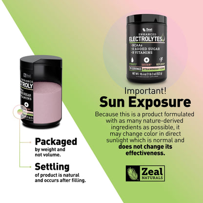 Zeal Electrolyte Powder - 90 Servings | Keto Electrolytes Powder | Zero Sugar, BCAAs, B-Vitamins | Potassium, Zinc, Magnesium - Maple Wellness Supplements