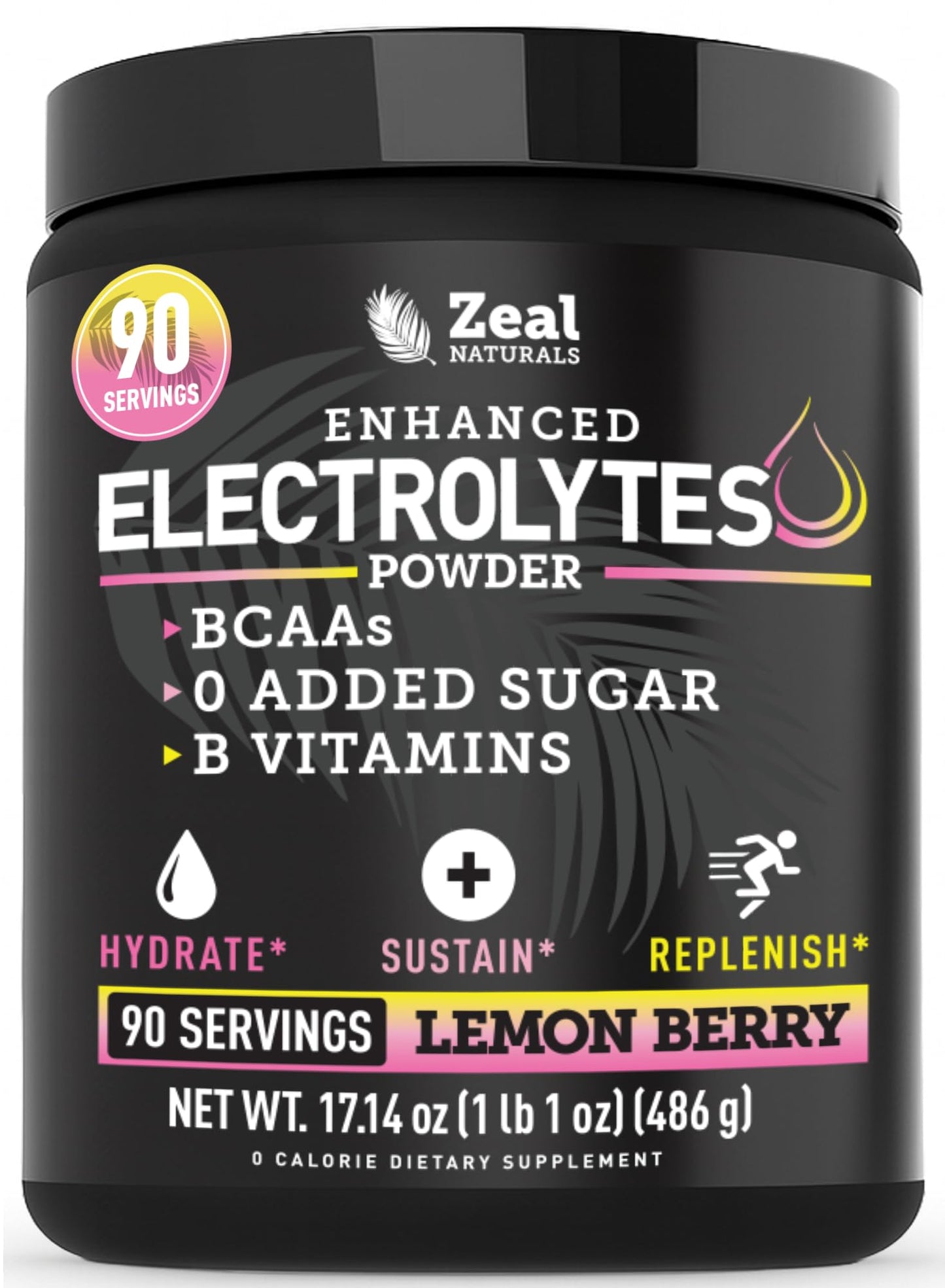 Zeal Electrolyte Powder - 90 Servings | Keto Electrolytes Powder | Zero Sugar, BCAAs, B-Vitamins | Potassium, Zinc, Magnesium - Maple Wellness Supplements
