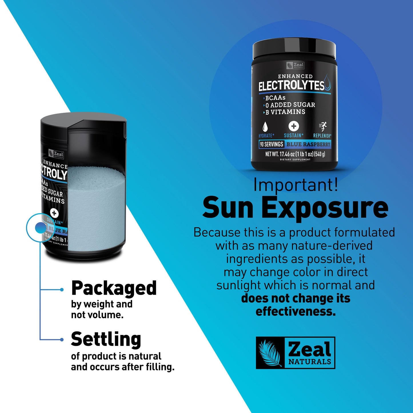 Zeal Electrolyte Powder - 90 Servings | Keto Electrolytes Powder | Zero Sugar, BCAAs, B-Vitamins | Potassium, Zinc, Magnesium - Maple Wellness Supplements