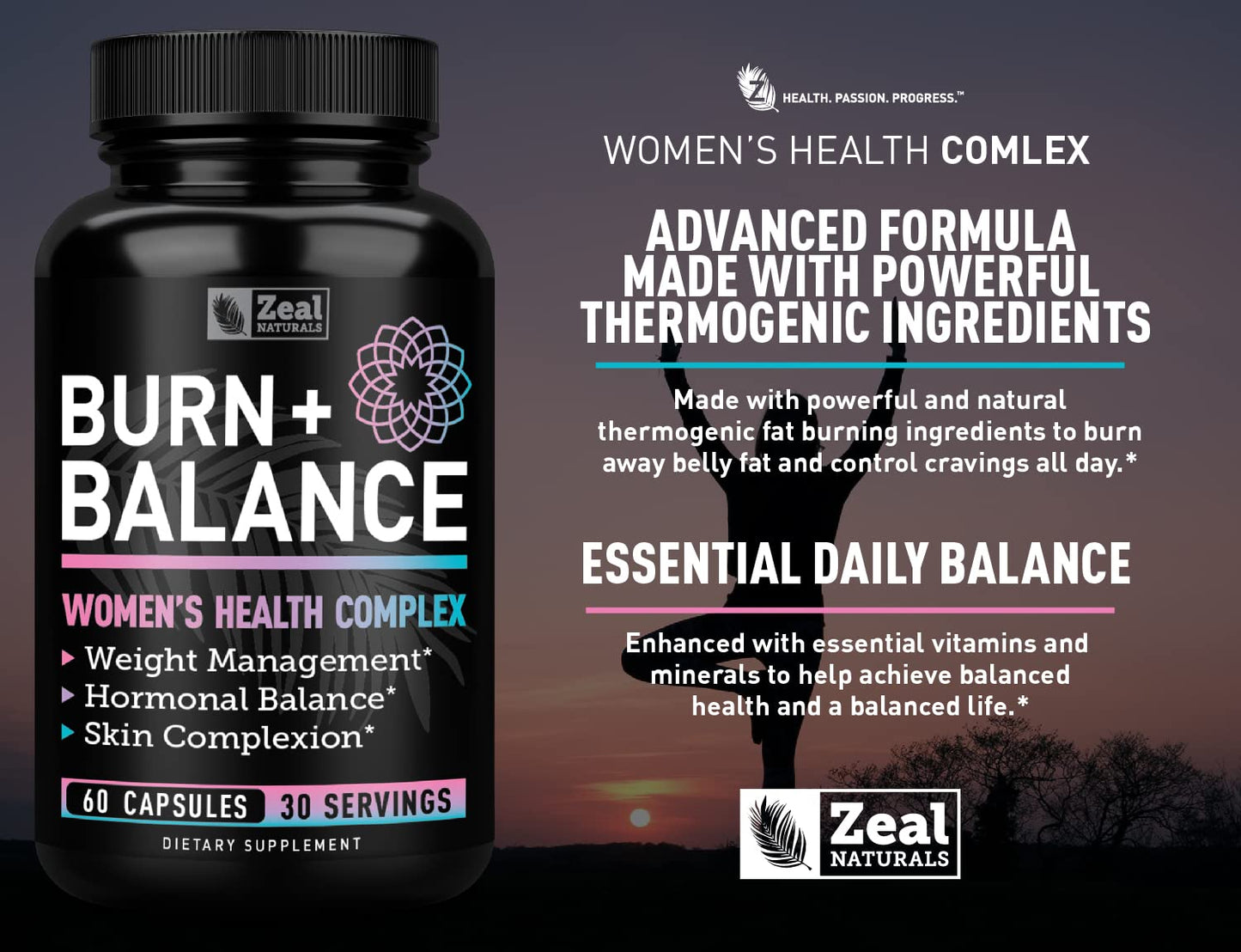 Zeal Naturals Weight Loss Support for Women + Daily Balance Vitamins (Iron, Vitamin D, Setria®, Folate) Premium Diet Support Pills for Women+ Multivitamin and Hormone Support - Maple Wellness Supplements