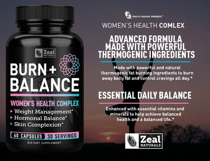 Zeal Naturals Weight Loss Support for Women + Daily Balance Vitamins (Iron, Vitamin D, Setria®, Folate) Premium Diet Support Pills for Women+ Multivitamin and Hormone Support - Maple Wellness Supplements
