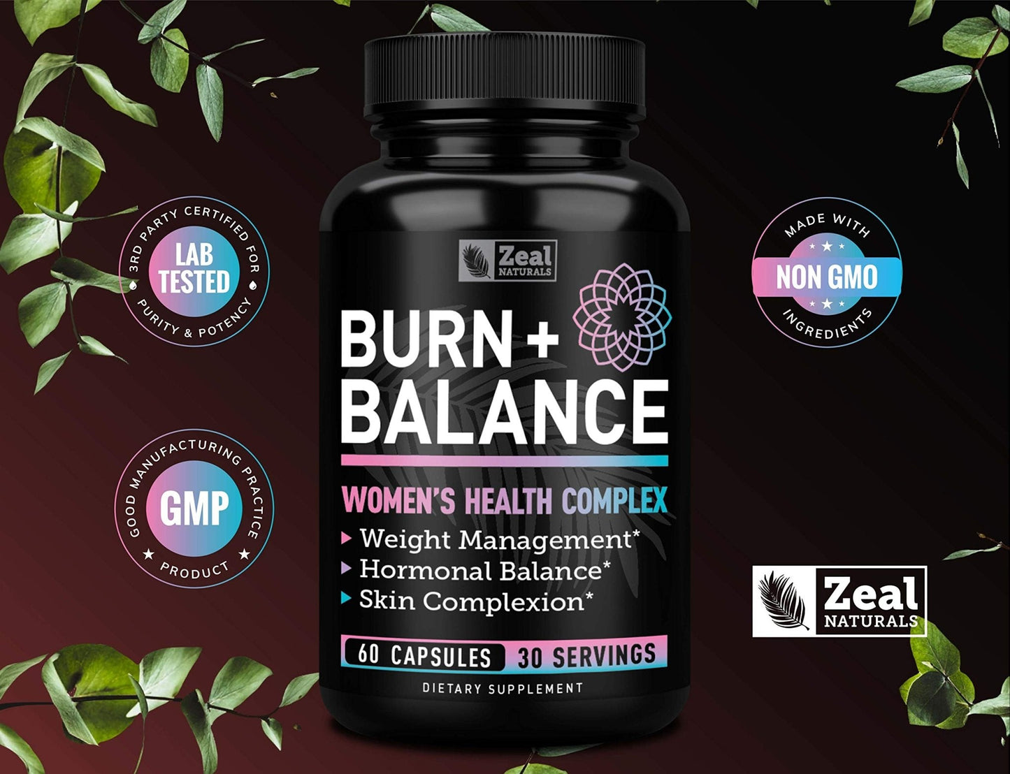 Zeal Naturals Weight Loss Support for Women + Daily Balance Vitamins (Iron, Vitamin D, Setria®, Folate) Premium Diet Support Pills for Women+ Multivitamin and Hormone Support - Maple Wellness Supplements
