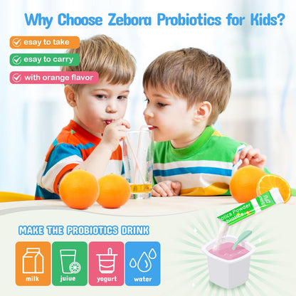 ZEBORA Kids Probiotic & Prebiotics Powder Age 3+ Support Children's Digestive & Immune System with Natural Source, Promotes Constipation Relief, Non-GMO - Maple Wellness Supplements