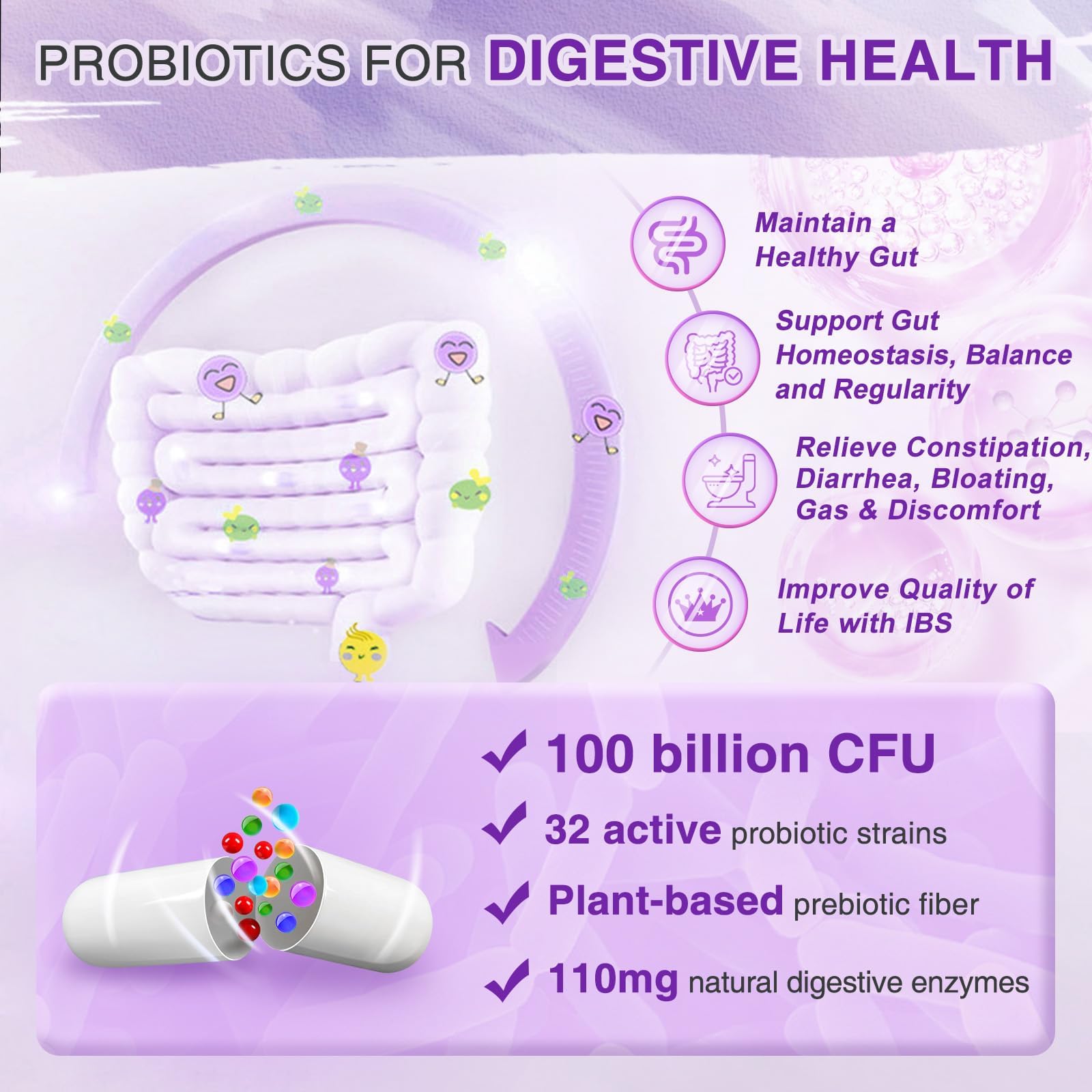 ZEBORA Probiotics for Women Digestive Health with Enzymes & Prebiotics 100 Billion CFUs| Vaginal Probiotics with D Mannose & Cranberry | Urinary Tract Health - Maple Wellness Supplements