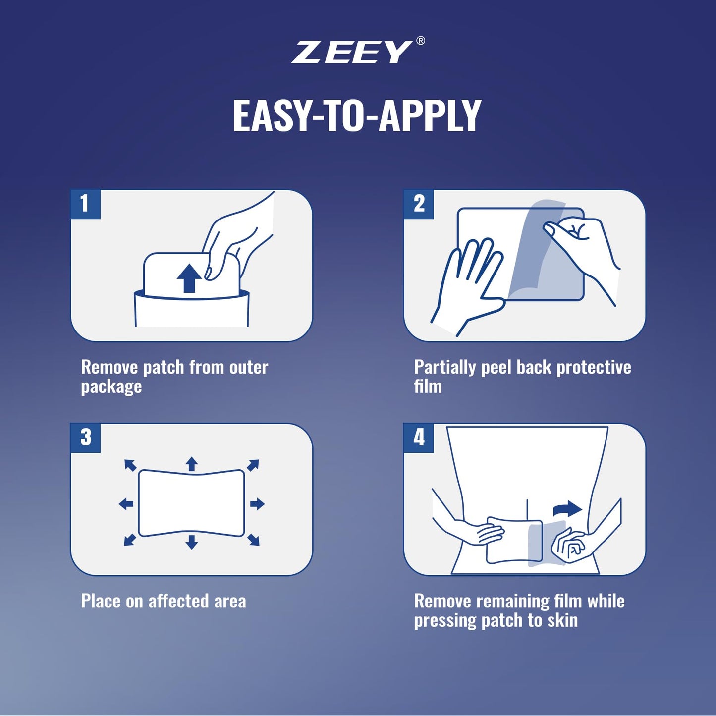 ZEEY 5% Menthol Overnight Pain Relief Patches, French Lavender Oil Pain Patch for Back, Knee, Neck, Shoulders, Joints, Muscle Soreness, Fast Acting, Topical Analgesic, Gel Patch, 3.94" x 2.76", 5Ct - Maple Wellness Supplements