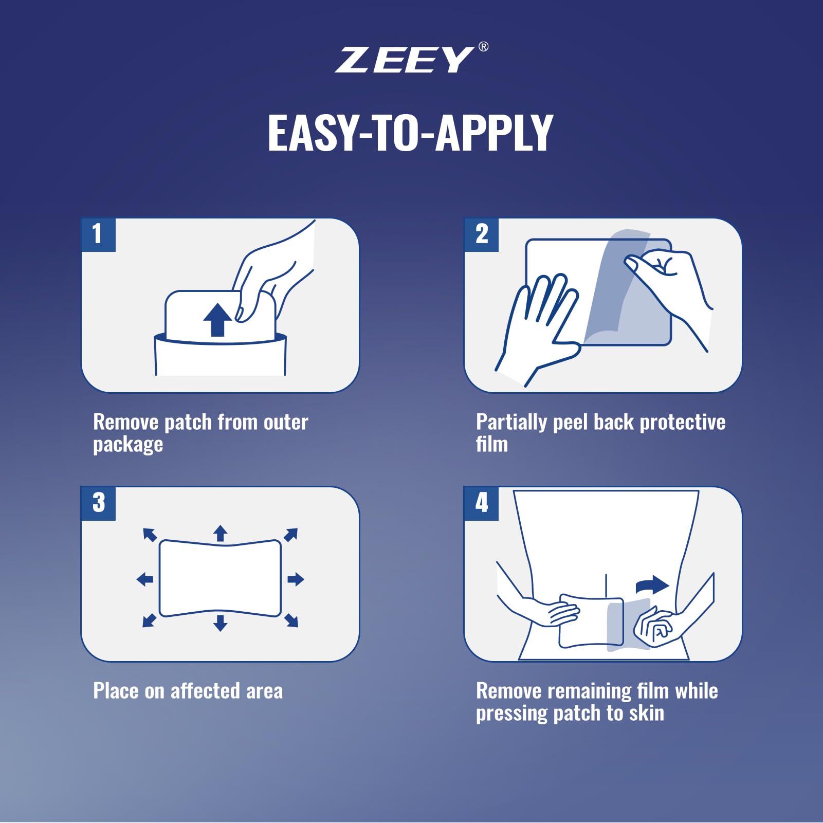 ZEEY 5% Menthol Overnight Pain Relief Patches, French Lavender Oil Pain Patch for Back, Knee, Neck, Shoulders, Joints, Muscle Soreness, Fast Acting, Topical Analgesic, Gel Patch, 3.94" x 2.76", 5Ct - Maple Wellness Supplements