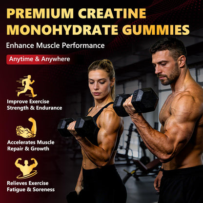 ZELKORE Creatine Monohydrate Gummies 6000mg for Men & Women, Sugar Free Creatine Gummy for Pre & Post Workout, High Absorption Supplement with BCAA, Support Boost Strength, - Maple Wellness Supplements