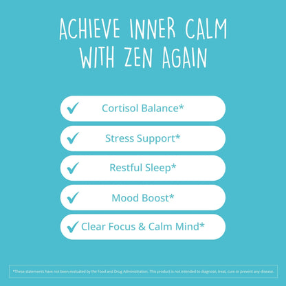 Zen Again Cortisol Manager with Ashwagandha KSM-66® | Cortisol Supplements for Women | 11-in-1 Complex | Natural Stress Support Supplement with L-Theanine, Rhodiola & Magnesium | Vegan, 60 Ct - Maple Wellness Supplements