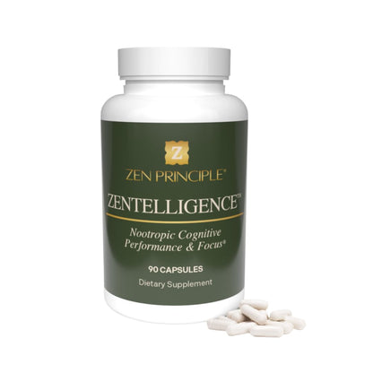 Zen Principle Zentelligence™ Focus Nootropic Supplement for Students & Professionals | Energy, Memory & Stress Support | Jitter-Free Formula with L-Theanine, Ginkgo Biloba, Huperzine A. 90 Capsules - Maple Wellness Supplements