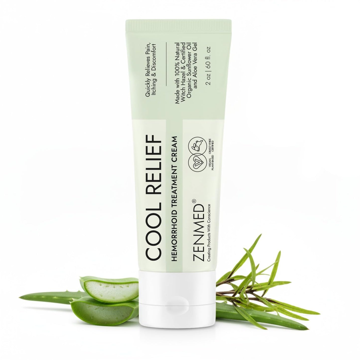 ZENMED Cool Relief - 2 oz Natural Herbal Cream with Organic Ingredients of Hemorrhoids Formula - Maple Wellness Supplements