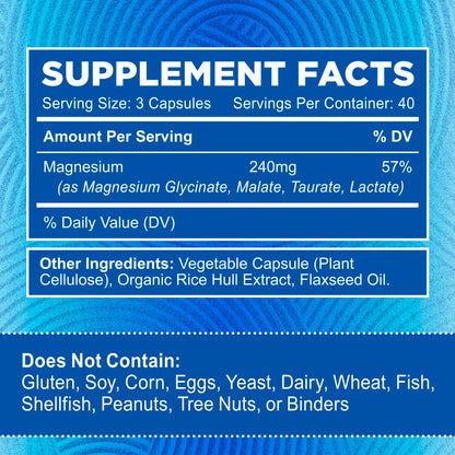 Zentastic Magnesium Complex 4-in-1 Supplement – Magnesium Glycinate, Malate, Taurate & Lactate – Chelated High Absorption for Nerves, - Maple Wellness Supplements