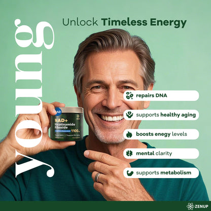 ZenUP NAD+ Supplement | 1100mg Liposomal Nicotinamide Riboside with Resveratrol & Quercetin | Anti-Aging, Cellular Energy, Mental Focus | 120 Caps - Maple Wellness Supplements
