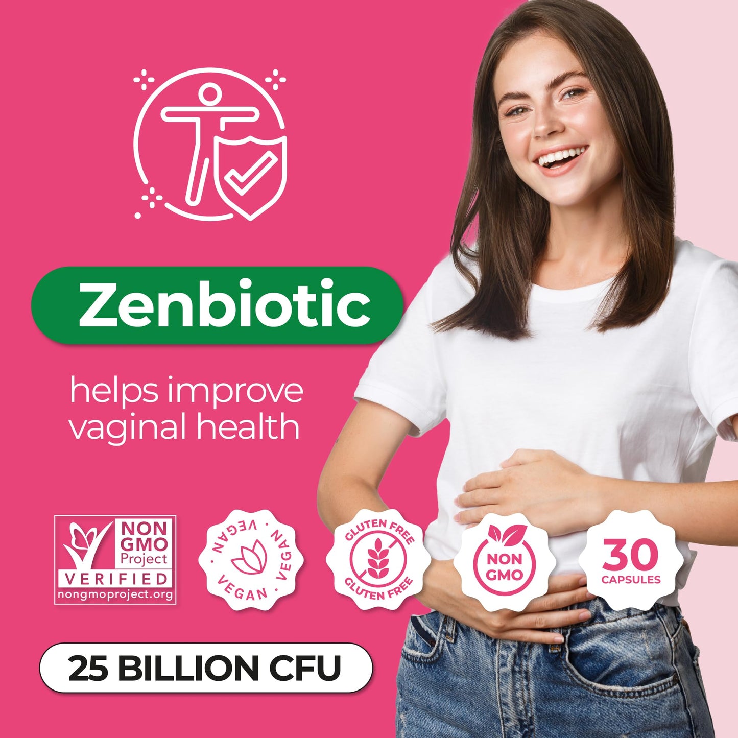 ZENZSUAL Zenbiotic Probiotics Support for Women – 25 Billion CFU, Vaginal Health & pH Balance Support, Odor & Yeast Control, Gut & Digestive Health, Urinary Comfort, Hormone Balance, 30 Vegan Capsules - Maple Wellness Supplements