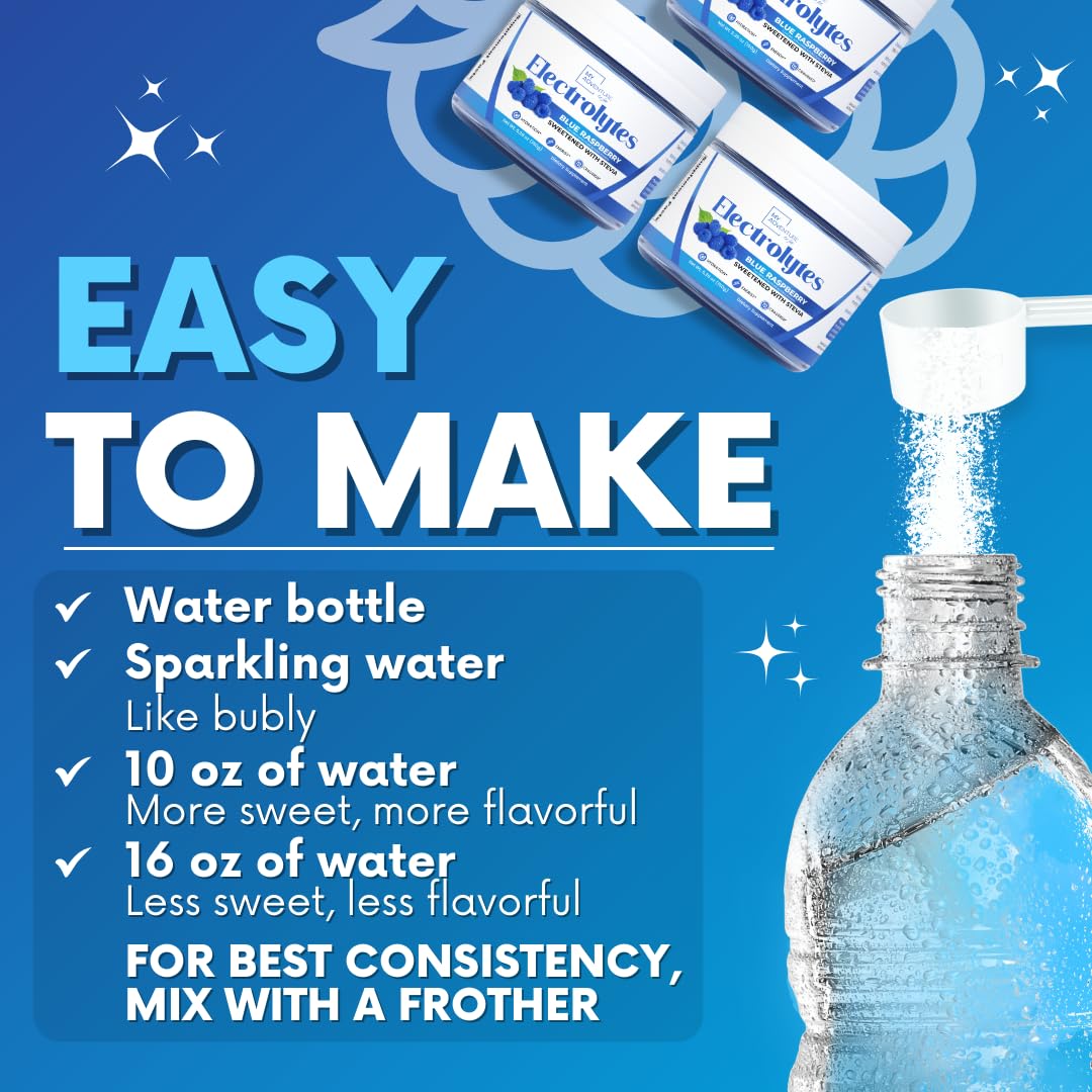 Zero Sugar - Blue Raspberry Electrolytes Powder - Refreshing Hydration - Caffeine Free Energy - All Natural Ingredients - Vegan, Keto and Paleo - Sugar Free Electrolyte Powder Drink Mix - 37 Servings - Maple Wellness Supplements