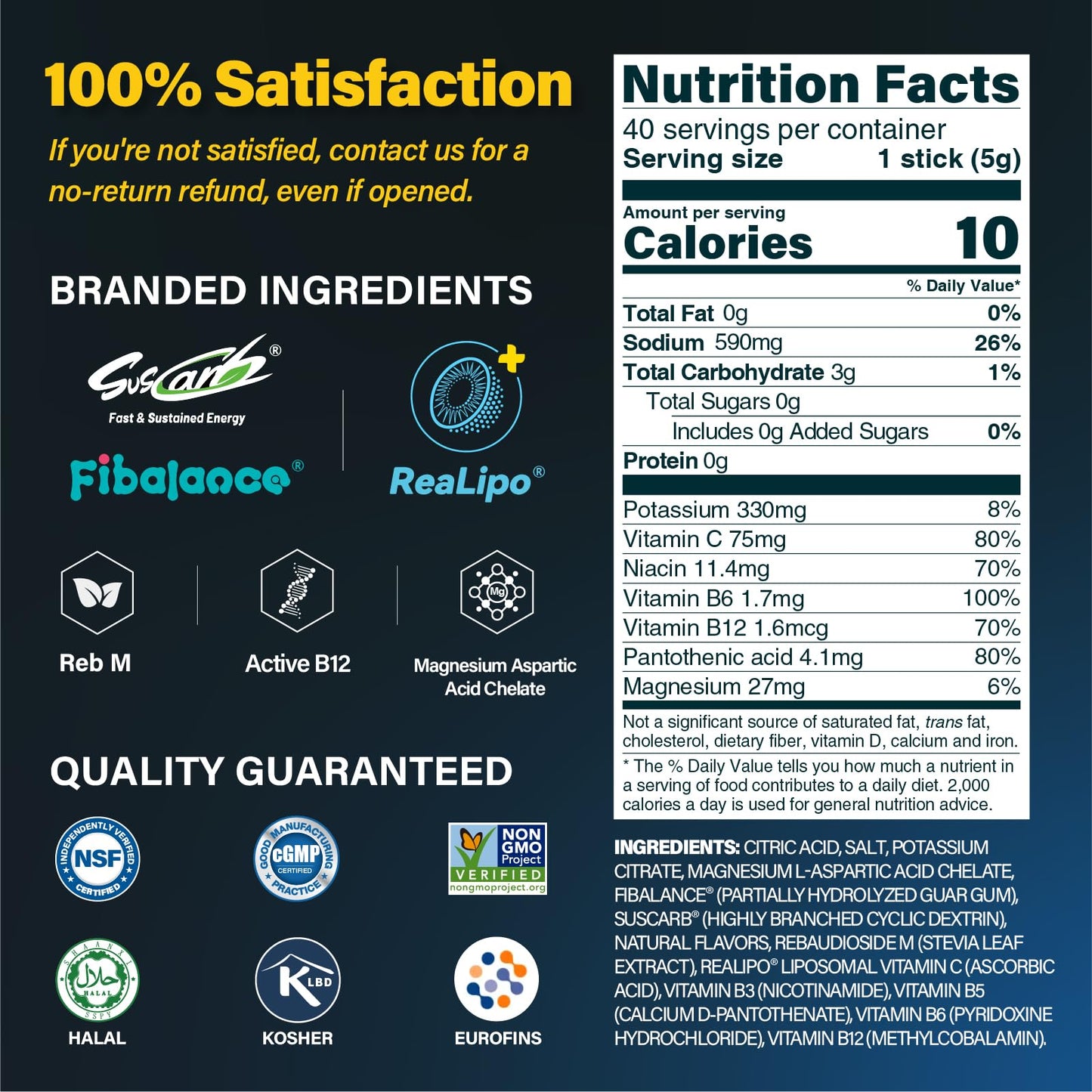 ZestLytes 40 Sticks Sport Hydration Sugar Free Electrolyte Packets, High Sodium Low Calorie Electrolyte Powder Drink Mix, Liquid Daily IV Flavors - Maple Wellness Supplements