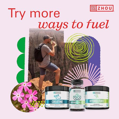 Zhou Nutrition Creatine Monohydrate Chewables 5g for Men & Women, Sugar Free - Maple Wellness Supplements