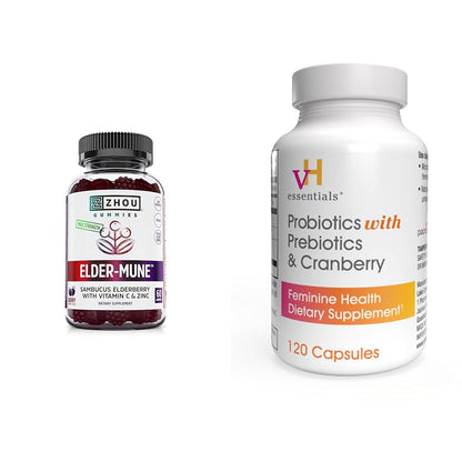 Zhou Nutrition Elder-Mune Sambucus Elderberry Gummies with Zinc and Vitamin C & vH - Maple Wellness Supplements