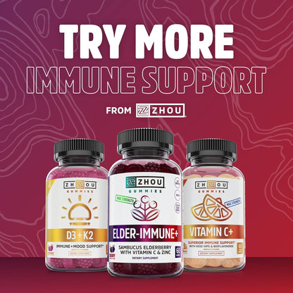 Zhou Nutrition Elderberry Syrup, Immune System Booster with Organic Elderberry Syrup - Maple Wellness Supplements