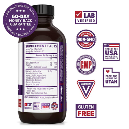 Zhou Nutrition Elderberry Syrup, Immune System Booster with Organic Elderberry Syrup - Maple Wellness Supplements