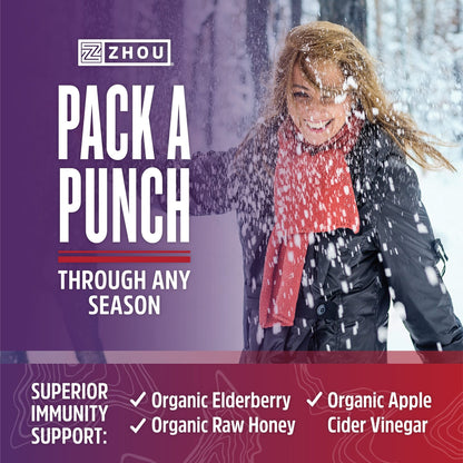 Zhou Nutrition Elderberry Syrup, Immune System Booster with Organic Elderberry Syrup - Maple Wellness Supplements