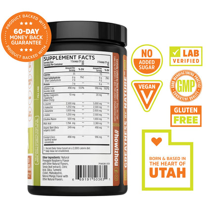 Zhou Nutrition Muscle BCAA Powder, Vegan Muscle Recovery, Natural, Clean Formula - Maple Wellness Supplements