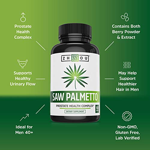 Zhou Nutrition Saw Palmetto Extract 500 mg, Prostate Health, Urinary Tract Support, DHT - Maple Wellness Supplements