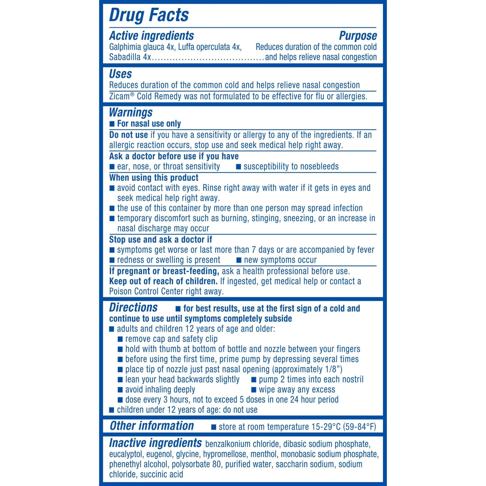 Zicam Cold Remedy No-Drip Nasal Spray with Cooling Menthol & Eucalyptus, Homeopathic, Zinc-Free, Pre-Cold Medicine, Shortens Cold Duration, 0.5 Ounce - Maple Wellness Supplements