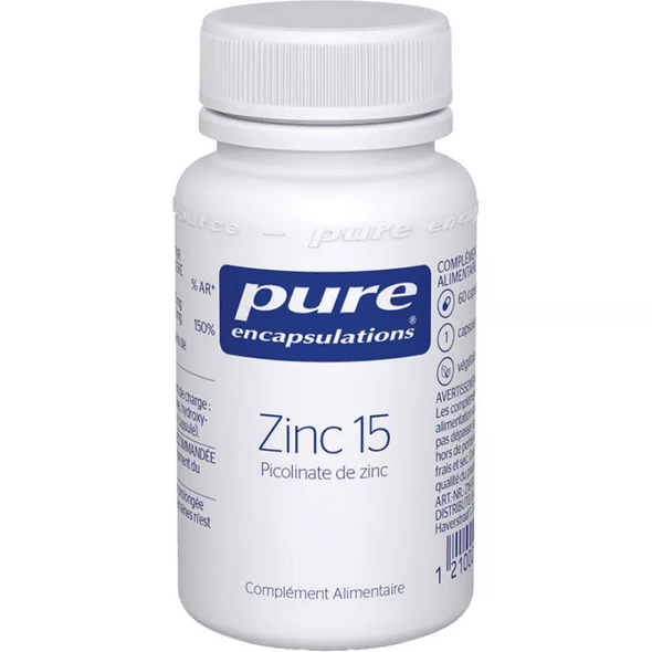 Zinc 15mg Pure Encapsulation 60 caps - Maple Wellness Supplements