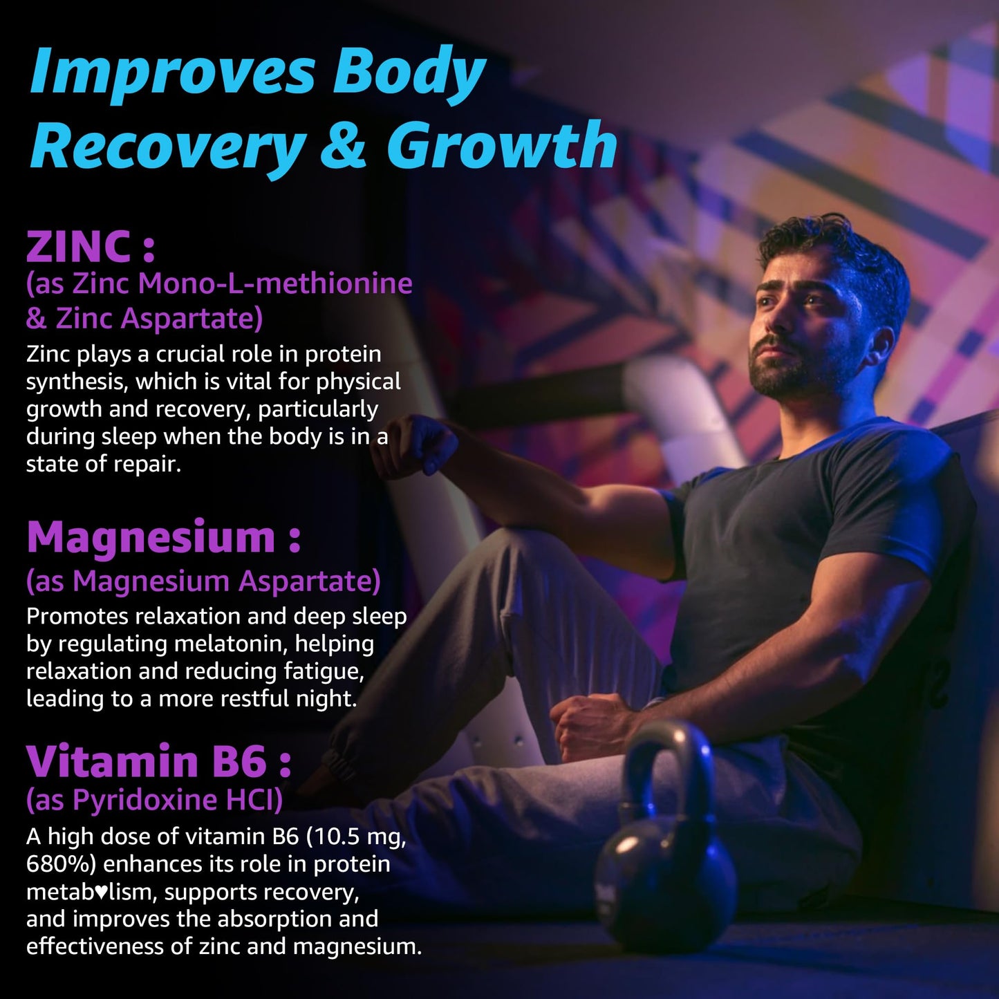 Zinc and Magnesium Supplement, Zinc Magnesium Aspartate Post Workout Gummies for Men Women, with Vitamin B6, B12, D3, Turmeric for Nighttime Recovery, Reduce Fatigue - Maple Wellness Supplements