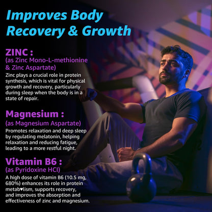 Zinc and Magnesium Supplement, Zinc Magnesium Aspartate Post Workout Gummies for Men Women, with Vitamin B6, B12, D3, Turmeric for Nighttime Recovery, Reduce Fatigue - Maple Wellness Supplements