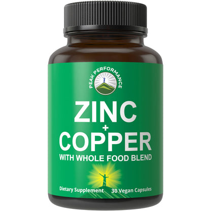 Zinc with Copper + Whole Food Blend of 25 Vegetables and Fruits for Max Absorption. Immune Support Supplement Capsules. Two Essential Minerals for Immunity. Zinc Vitamin Pills for Men and Women. - Maple Wellness Supplements