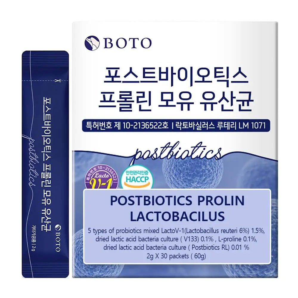 ZIOSTAND BOTO Korean Care it Probiotics Natural Prebiotics Proline Breast Milk Lactobacillus, Colon Cleanse, Immunity Support - 1 Month (30 of Pack, PostBiotics) - Maple Wellness Supplements