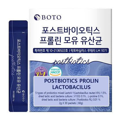 ZIOSTAND BOTO Korean Care it Probiotics Natural Prebiotics Proline Breast Milk Lactobacillus, Colon Cleanse, Immunity Support - 1 Month (30 of Pack, PostBiotics) - Maple Wellness Supplements