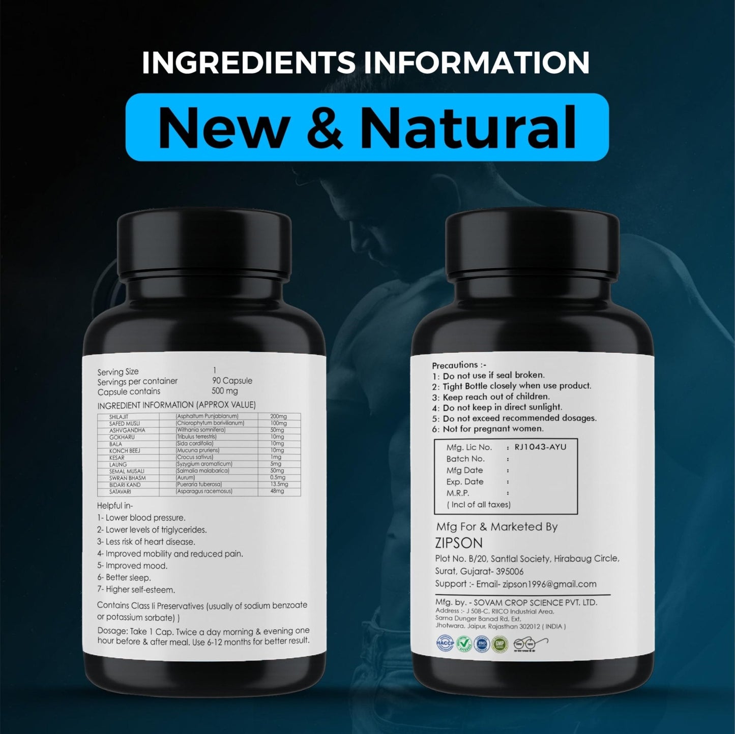 ZIPSON Shilajit for Men & Women | 90 Capsules | Himalayan Formula for Extra Power, Stamina & Immune Support | with Natural Fulvic Acid | Non-GMO | 500mg Per Serving - Maple Wellness Supplements
